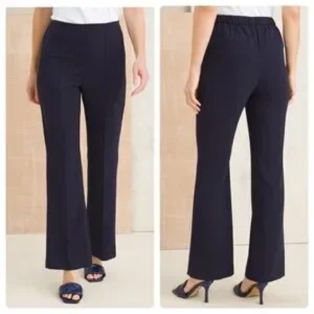 Chicos Navy Pull On Pants Bootcut Stretch Work Elastic Trousers Womens 6 NWT